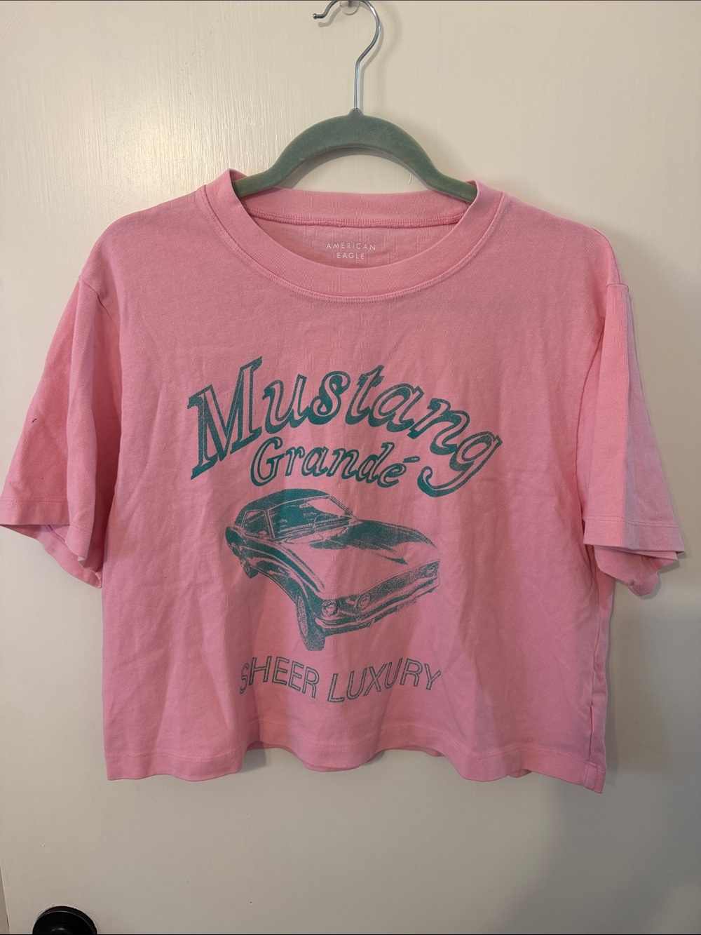 American Eagle Outfitters Pink 'Mustang Grande' Graphic Tee cropped